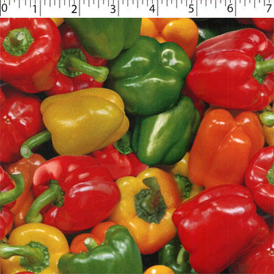 cotton fabric with red green pepper prints