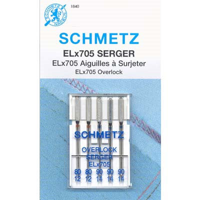 SCHMETZ SERGER NEEDLES ELX705 ASSORTED - 2 X 80/12 & 3 X 90/14 (1840)