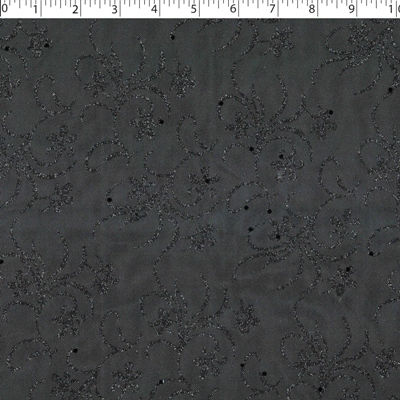 black glitter tulle swirl