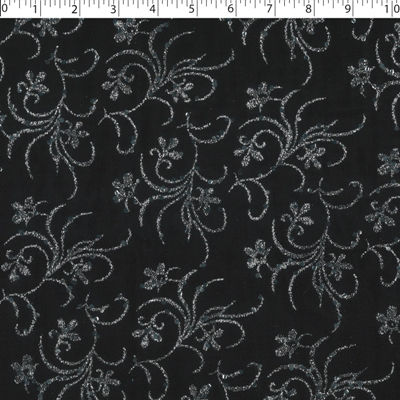 black / silver glitter tulle swirl