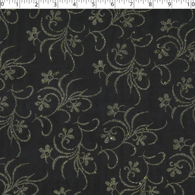 black / gold glitter tulle swirl