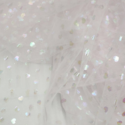 peony pink shimmering hearts tulle