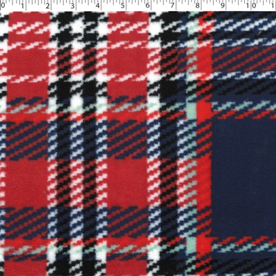 red and navy polyester chenille plaid