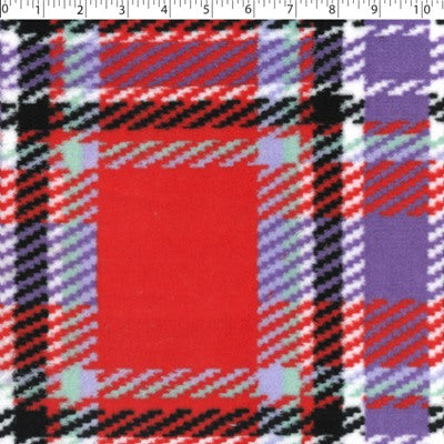 red and purple polyester chenille plaid
