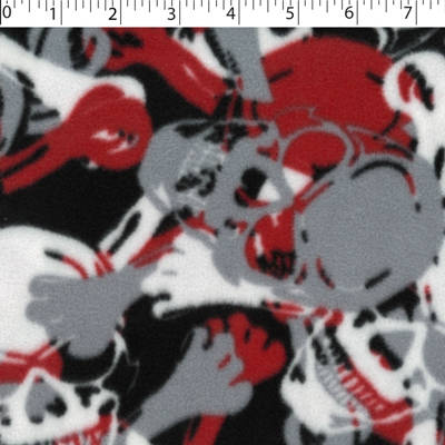 black / red skulls and bones fleece