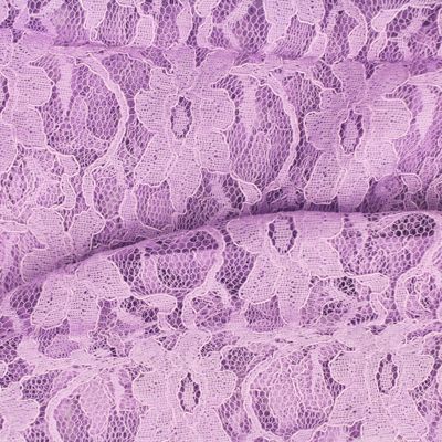 lavender medium weight nylon rayon lace with edges are both corded and scalloped