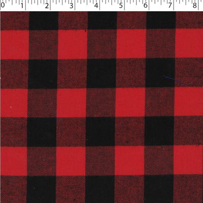 light to medium weight brushed finished cotton polyester 3 by 3 cm buffalo check red and black