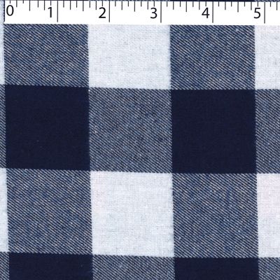 light to medium weight brushed finished cotton polyester 4 by 4 cm buffalo check navy and white
