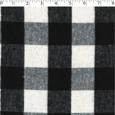light to medium weight brushed finished cotton polyester 4 by 4 cm buffalo check white and black