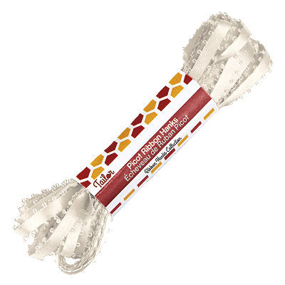 off white 4mm wide picot satin ribbon hank