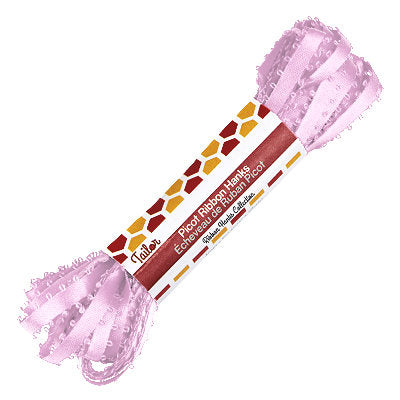 pink 4mm wide picot satin ribbon hank