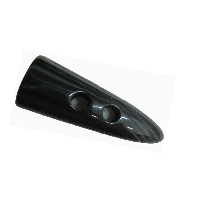 black 50mm twp hole fashion button -in the shape of a horn