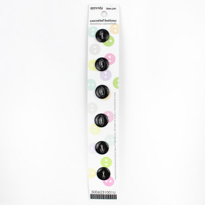 6 x 10mm black 2 hole button