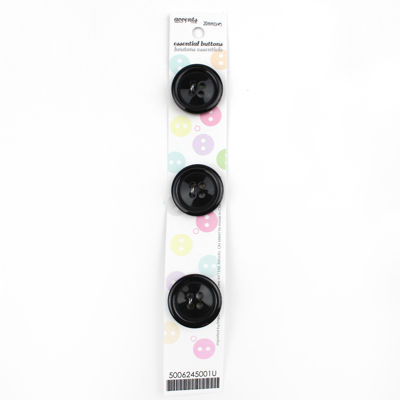 3 x 20mm black 2 hole button