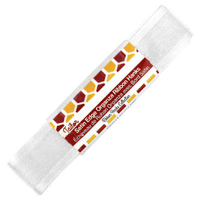 white 25mm wide satin edge organza ribbon hank