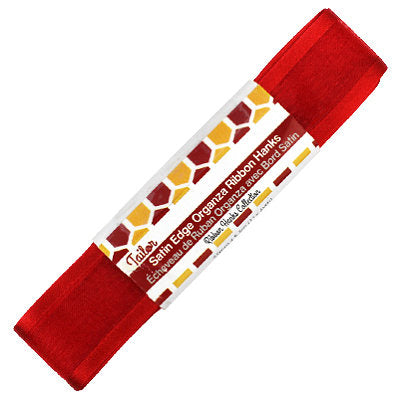 red 25mm wide satin edge organza ribbon hank