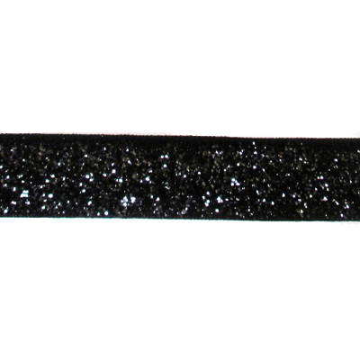 black 15mm polyvinyl chloride, spandex, and nylon glitter elastic