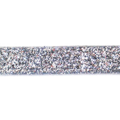 silver 15mm polyvinyl chloride, spandex, and nylon glitter elastic