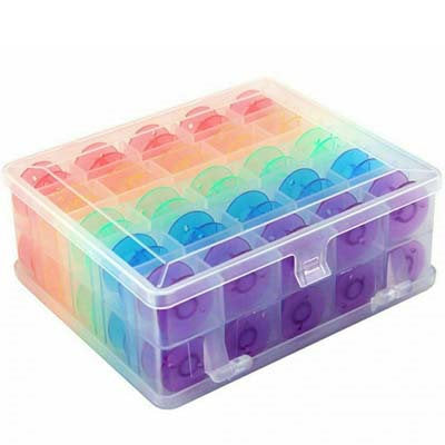 BOBBIN STORAGE BOX DOUBLE SIDED WITH 50 PLASTIC BOBBINS