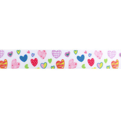 RIBBON GROSGRAIN HEARTS 25MM