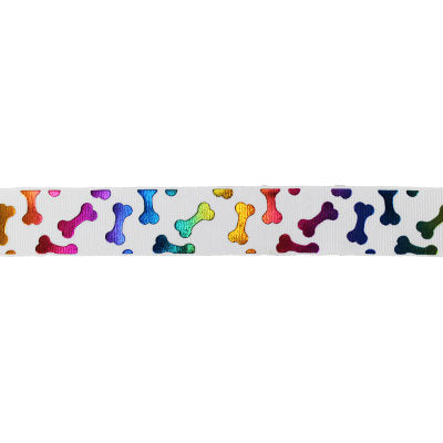 RIBBON 2.5CM PRINTED GROSGRAIN MULTICOLOUR BONES