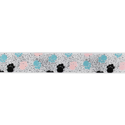RIBBON 2.5CM PRINTED GROSGRAIN PET PAWS