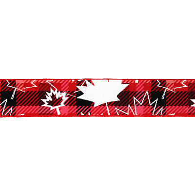 PRINTED GROSGRAIN 25MM - MAPLE LEAF PLAID