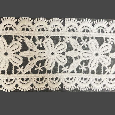 white 41mm of floral lace with scalloped edges