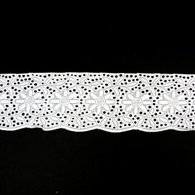 LACE FLAT FLORAL VINE EYELET 10.2CM