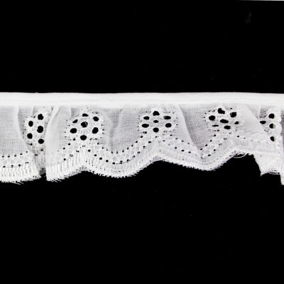 LACE EYELET RUFFLED 2.5CM
