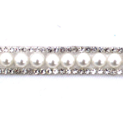 TRIM RHINESTONE WITH CENTER PEARLS 1.2CM