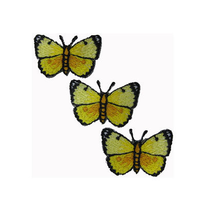 APPLIQUE 3 YELLOW BUTTERFLIES 2.8CM X 2.2CM