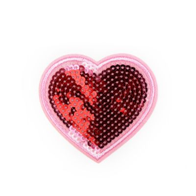 APPLIQUE HEART SEQUINS 7.9CM X 7.5CM
