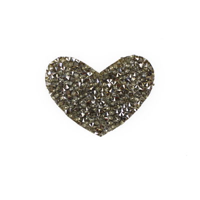 APPLIQUE HEART RHINESTONE 5.4CM X 4CM