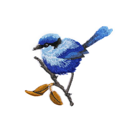 APPLIQUE BLUE BIRD 8.5CM X 8.5CM