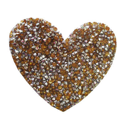 APPLIQUE HEART RHINESTONE 7.5CM X 7CM
