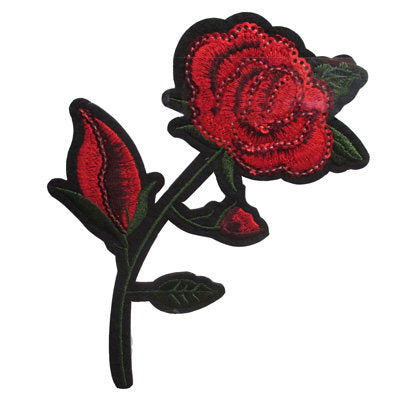 APPLIQUE ROSE SEQUIN LINES 15CM X 10CM
