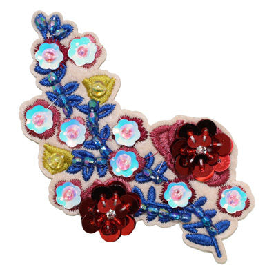 FLOWER APPLIQUE SEQUINS 7CM X 12CM