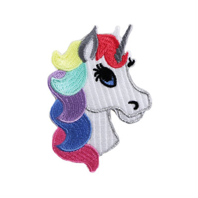 APPLIQUE BLUE-EYED UNICORN HEAD 5.8 X 7.6CM