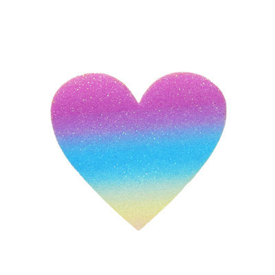 RAINBOW GLITTER HEART APPLIQUE 7.5CM X 7.1CM (IRON ON)