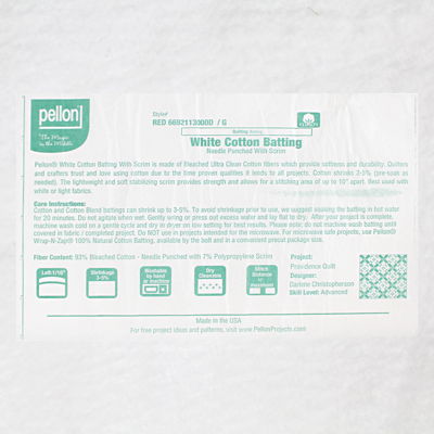 WHITE COTTON BATTING NEEDLE PUNCH WITH SCRIM 228.6CM
