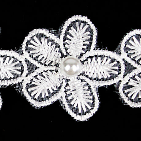 LACE FLORAL WITH PEARL TRIM 3CM