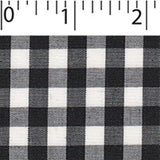 light weight polyester cotton 1/4 inch gingham in black and white