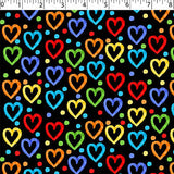 FLANNELETTE PRINTS - WATERCOLOUR HEARTS