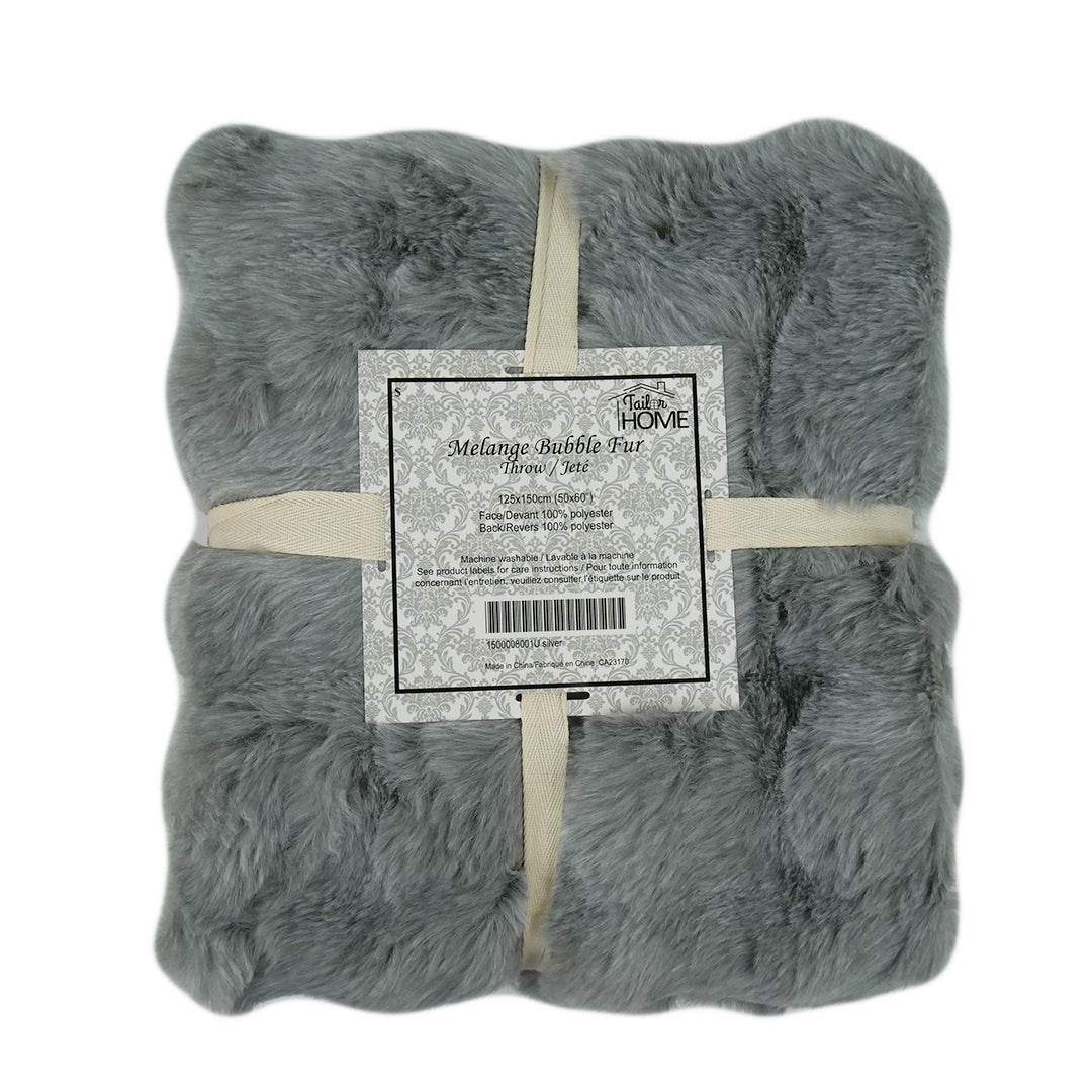 MELANGE BUBBLE FUR THROW - SILVER