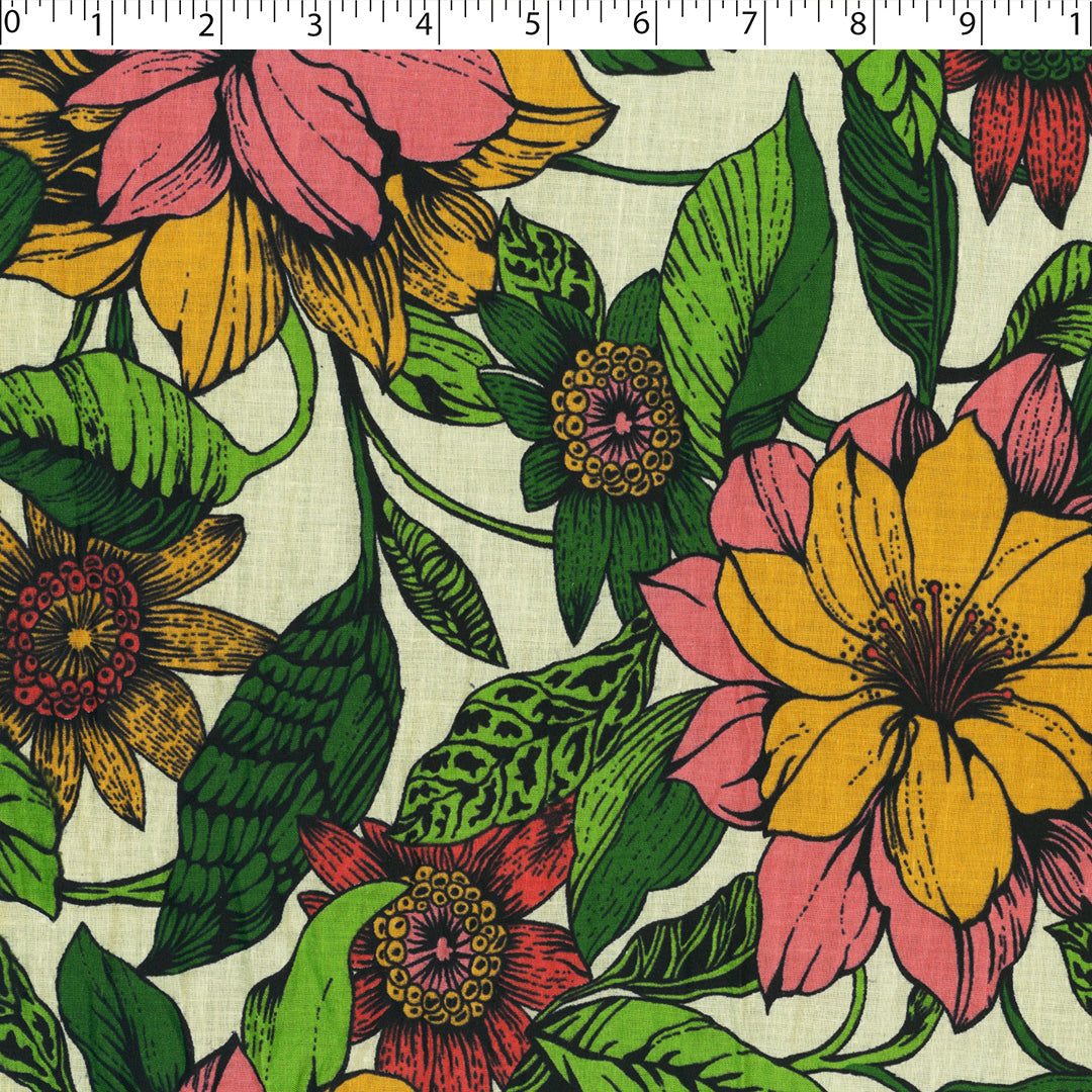 HARMONY COTTON SMOCKING - LARGE TROPICAL FLORAL