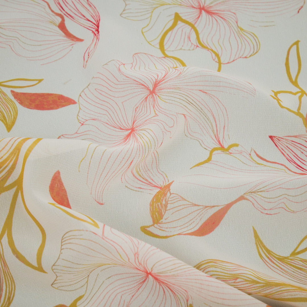 GEMINI COLLECTION - CHIFFON TWIN PRINTS - ABSTRACT MONOTONE FLORAL