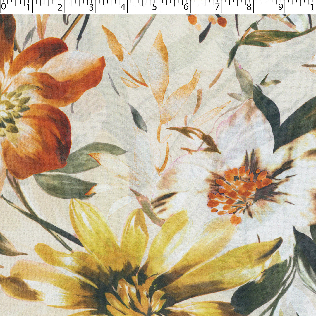 GEMINI COLLECTION - CHIFFON TWIN PRINTS - LARGE WATERCOLOR FLORAL