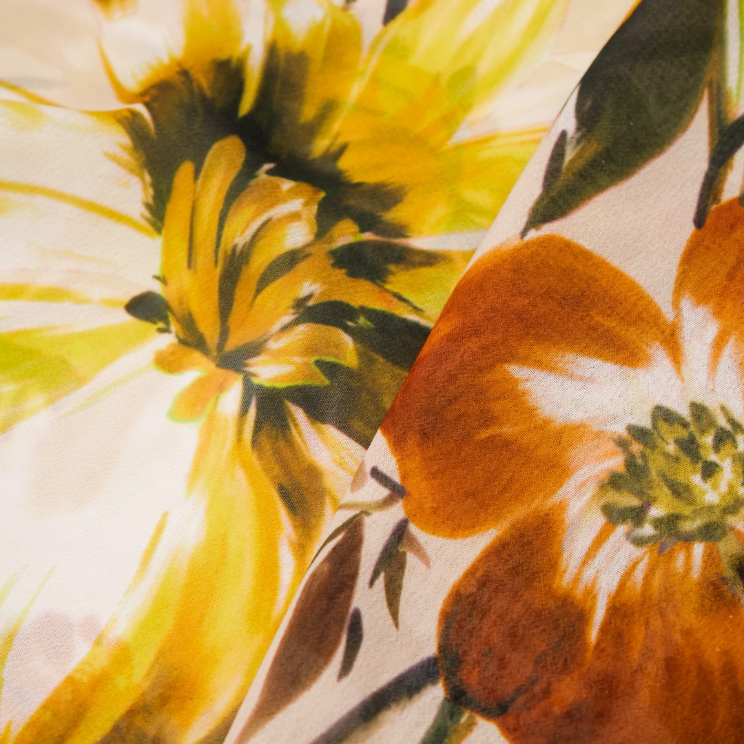 GEMINI COLLECTION - CHIFFON TWIN PRINTS - LARGE WATERCOLOR FLORAL