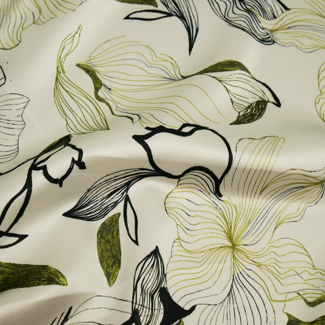 GEMINI COLLECTION - SATIN TWIN PRINTS - ABSTRACT MONOTONE FLORAL